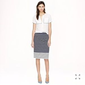 Jcrew No. 2 pencil skirt in colorblock Navy stripe
